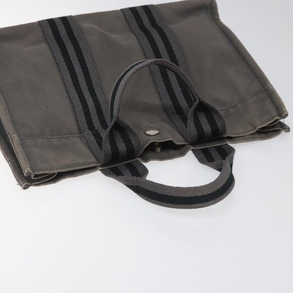HERMES Fourre Tout PM Hand Bag Canvas Gray Auth ti2740 - Picture 8 of 14